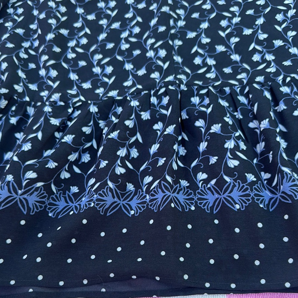 LOFT Blue Buttoned Ruffled Blouse - Picture 3 of 6